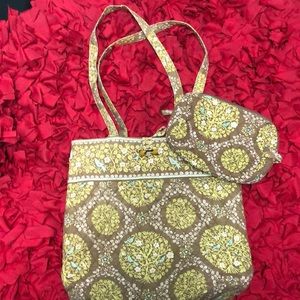 Vera Bradley Tote Purse with small cosmetic bag